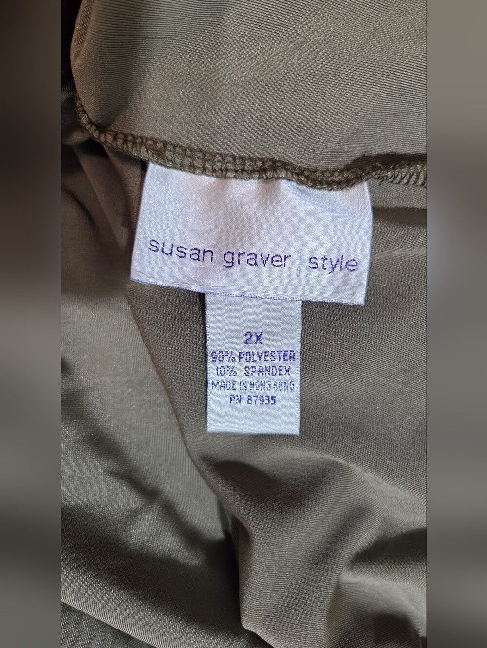 ✨ Susan Graver Liquid Velvet 2-Piece Set Tunic & Pants Olive Gold 2X - Picture 11 of 12